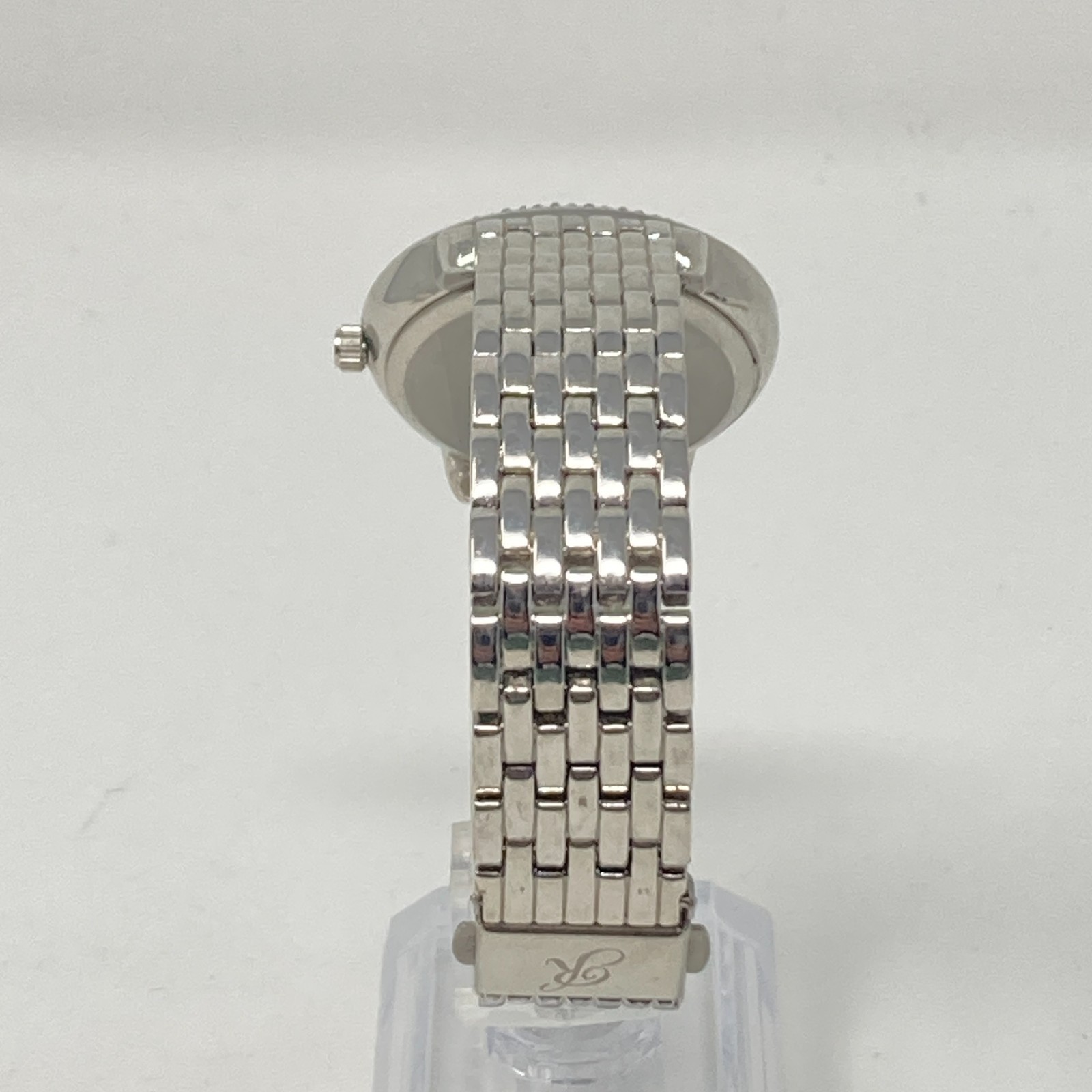 Rampage Womens Watch 36mm Floral Crystals Silver Tone Black Bling New Battery 8″