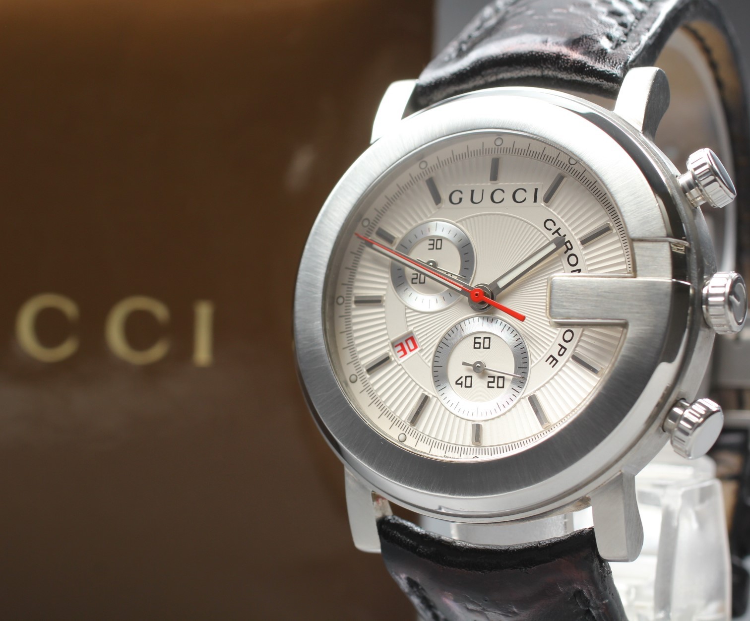 Near MINT / Box Gucci G-Chrono 101M YA101339 White 44mm Qz Men’s Watch JAPAN