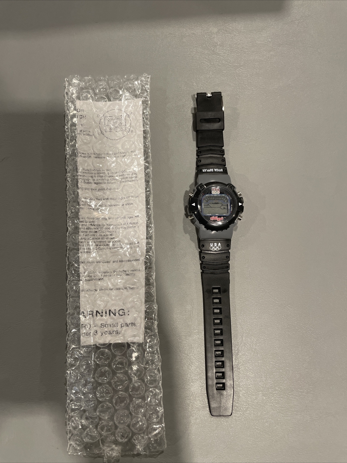 Vintage Kelloggs LCD Chronograph Wrist Watch USA Olympics Promo mail away