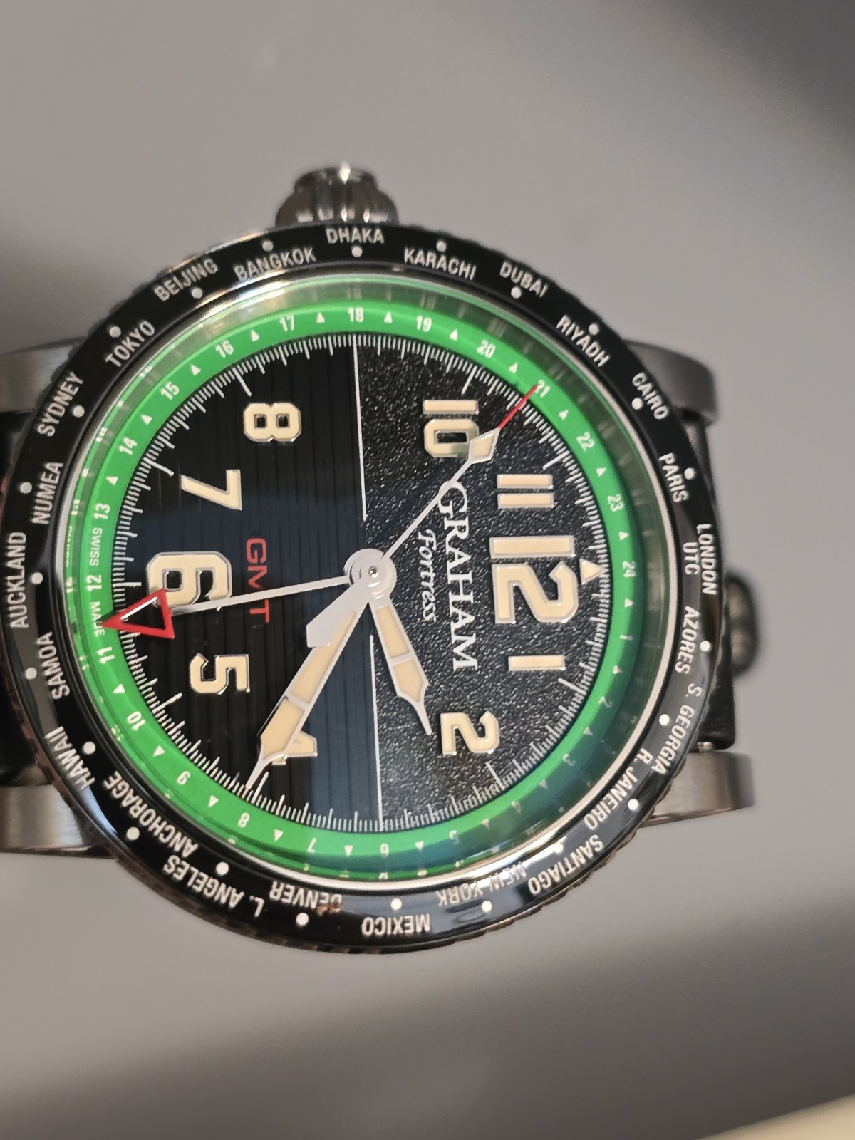 Graham Fortress City GMT 2FOBC.G04A 44MM S/S Left Handed Auto Strap Watch.New.BP