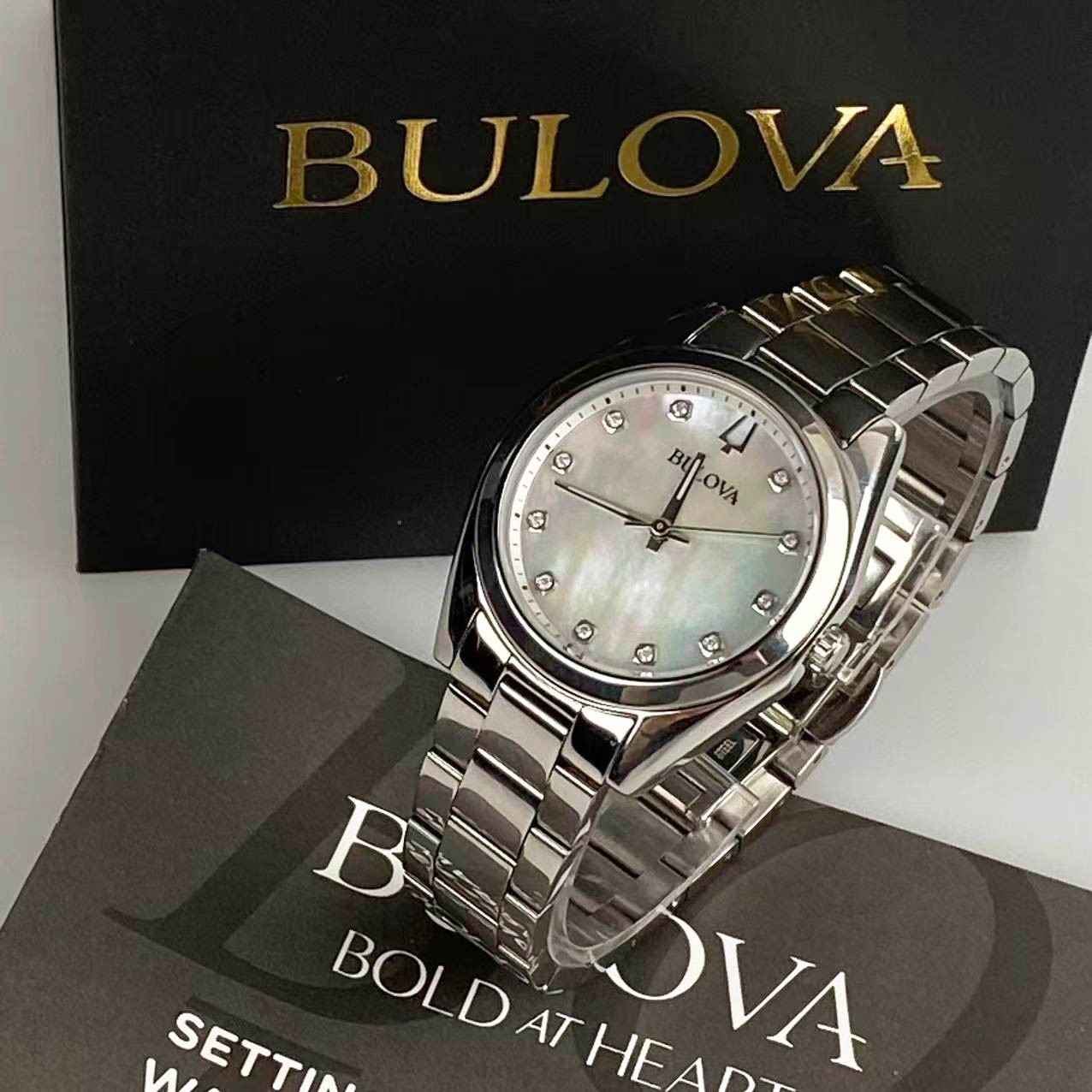 New Bulova Surveyor 96P228 Mother of Pearl Dial Women’s Quartz Watch 31 mm