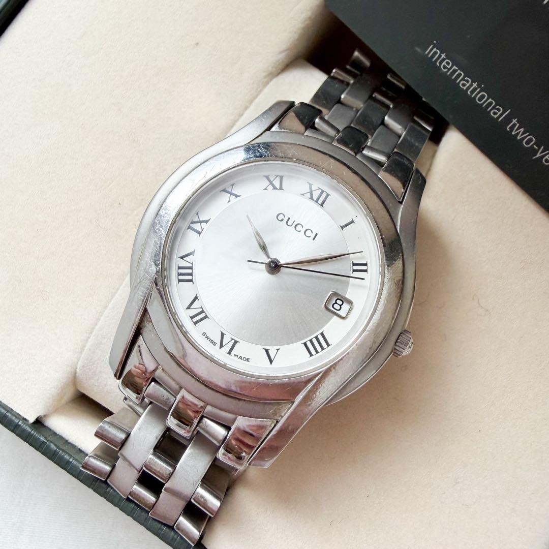 Gucci 5000M Men’s Silver Quartz Wristwatch Japan – Working Condition Box 0714076