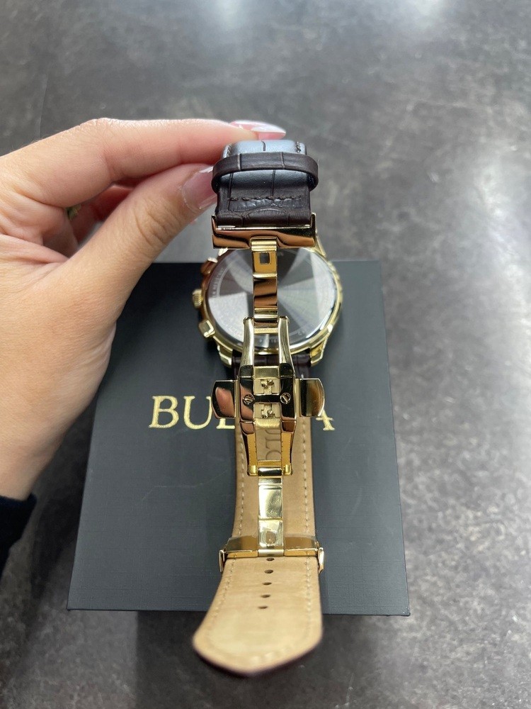 Bulova Men’s Classic Wilton Brown Leather Strap Watch 97B169