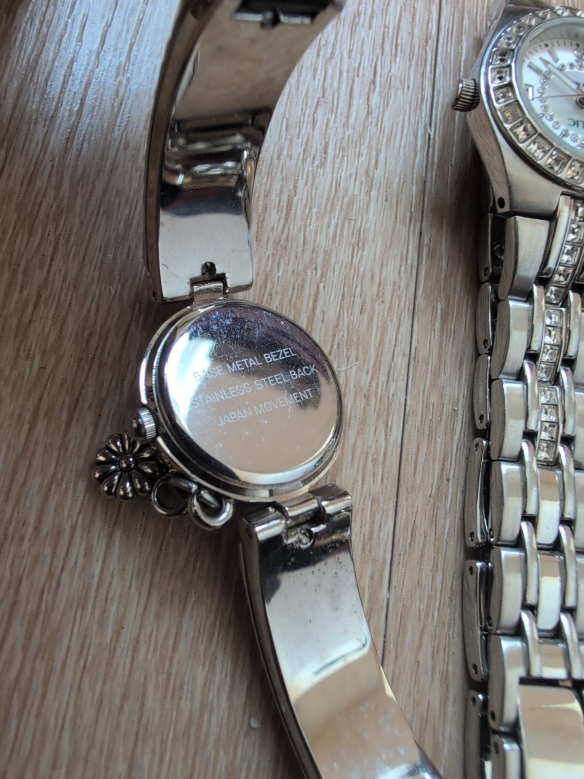 Vintage Women’s Watch Lot Rhinestone Snap Bracelet Silvertone Untested