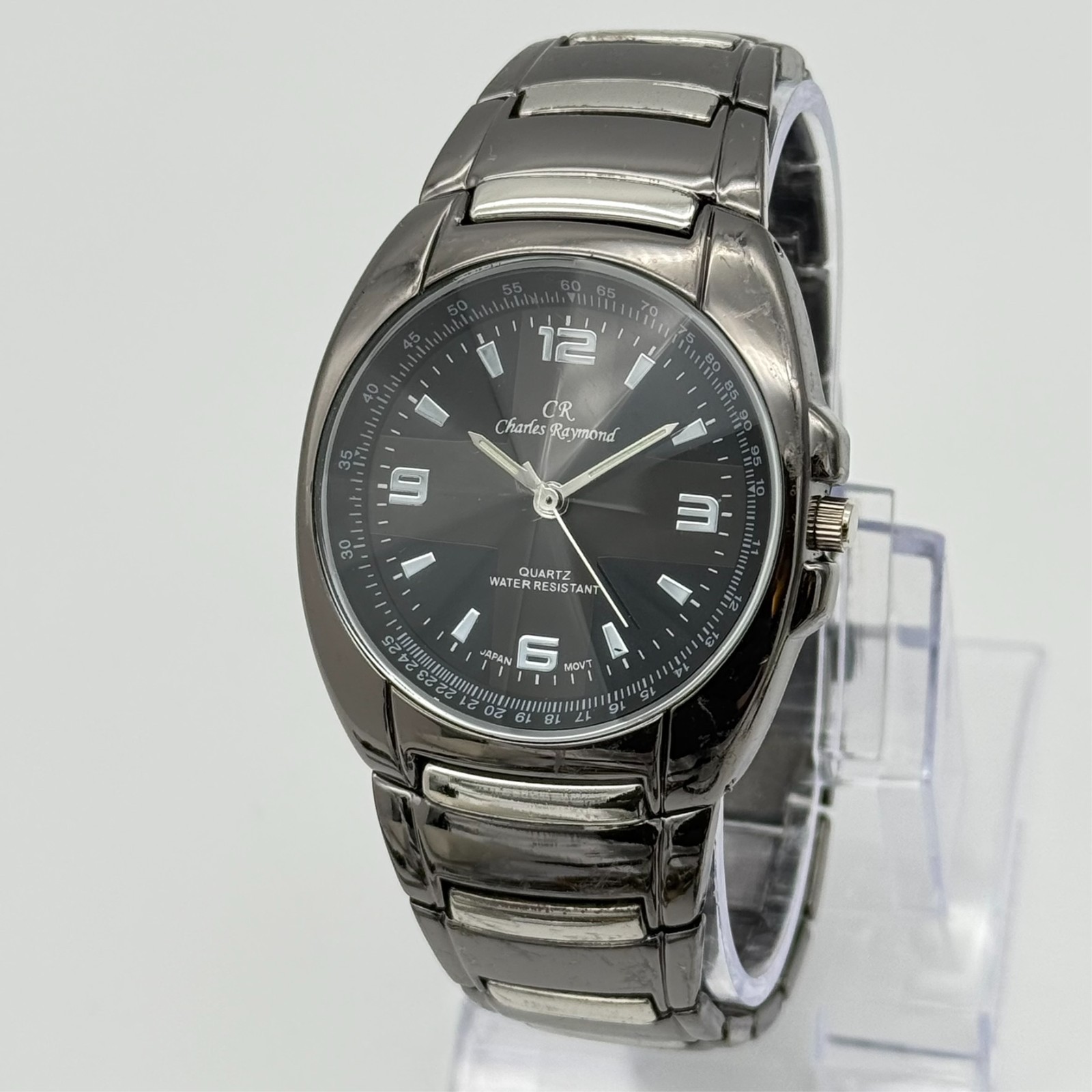 Men’s CHARLES RAYMOND Gunmetal Gray & Silver Two-Tone Bracelet Watch, 40mm, Runs
