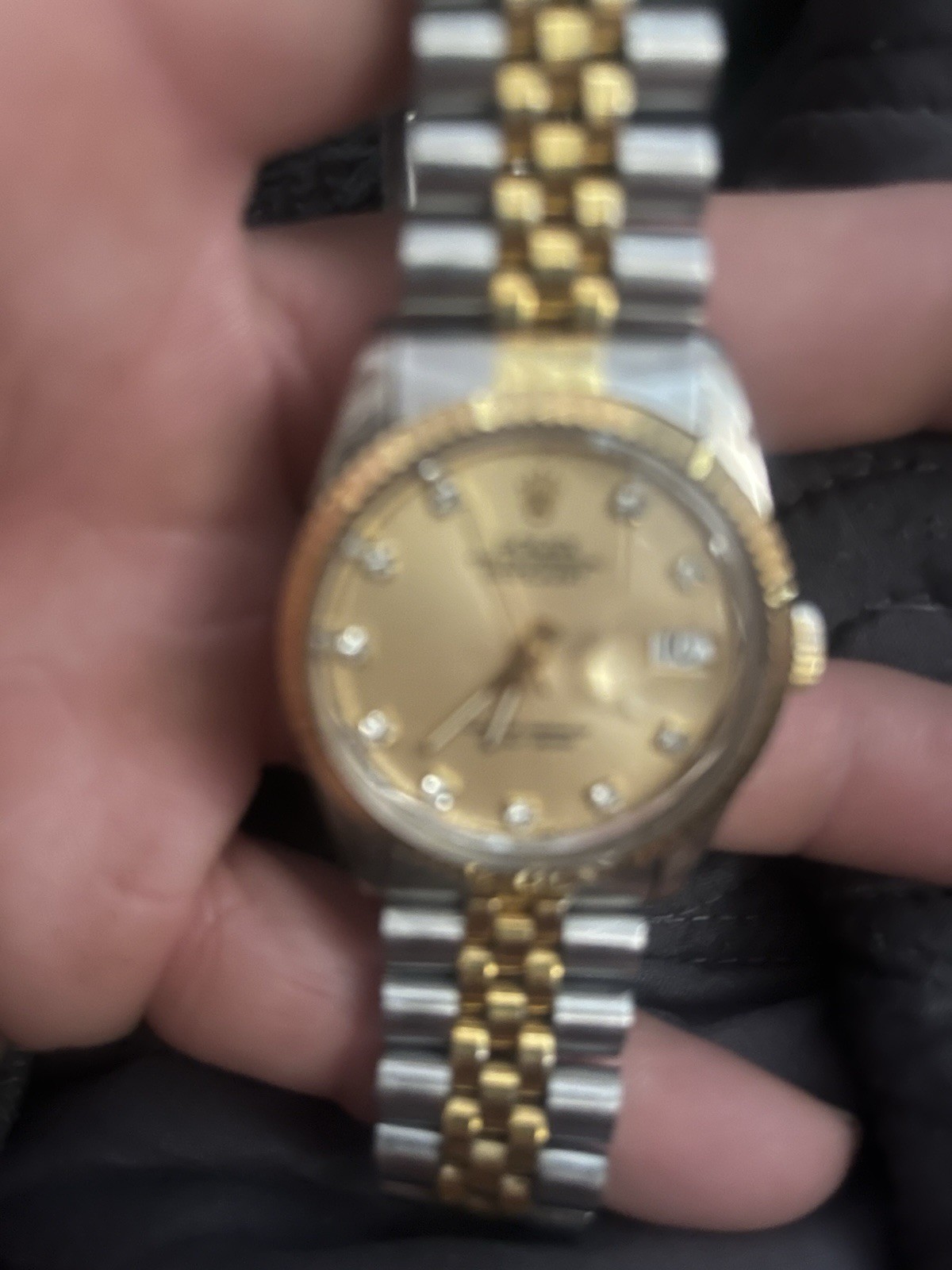 Rolex Datejust Two-Tone Jubilee Bracelet Fluted Gold Bezel Gold Dial Date