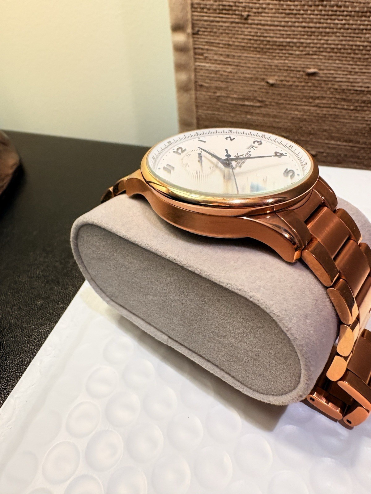 Adee Kaye Men’s Chronograph Watch White Dial W/ Blue Numerals/Hands + Date