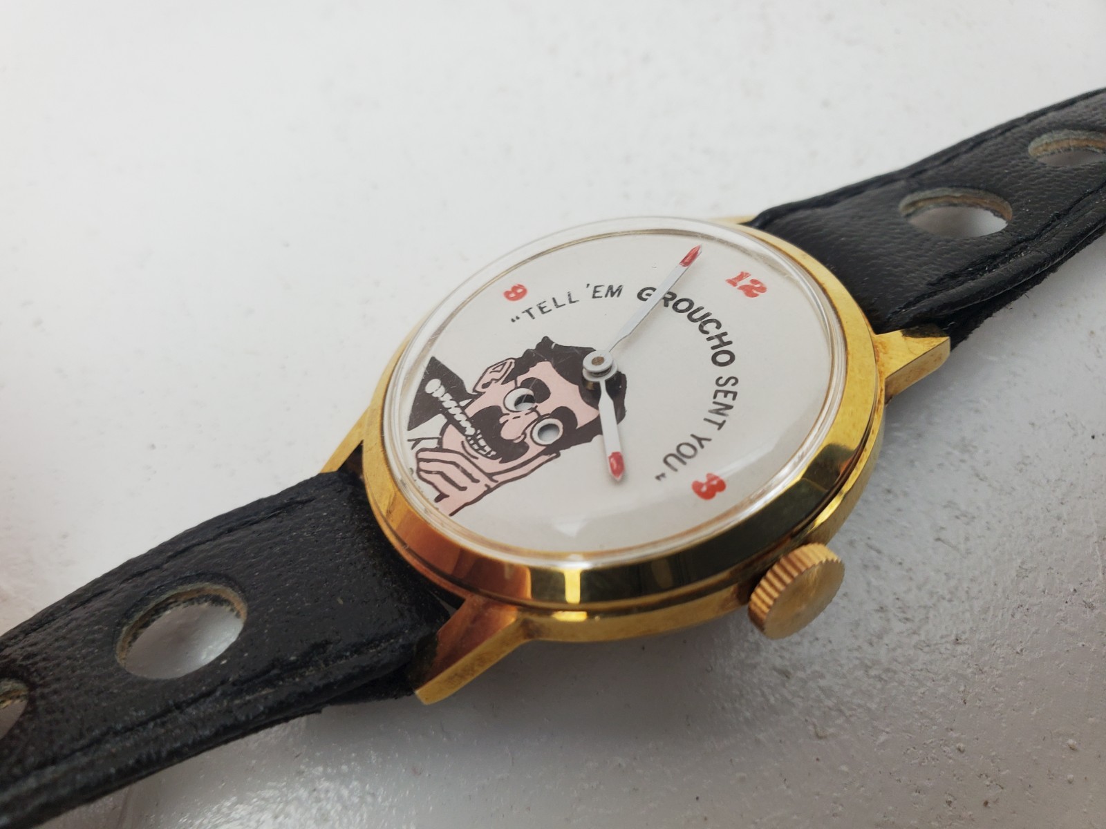 Vintage 1975 Groucho Marx Watch Rolling Eyes ASA Rega Israel Parts Or Repair