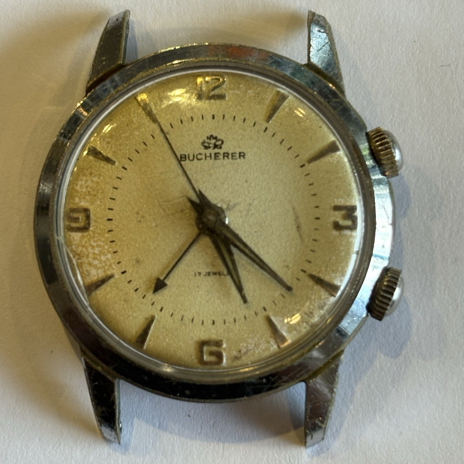 Vintage Bucherer Men’s Watch Alarm Fully Working Wrist Watch 1960’s
