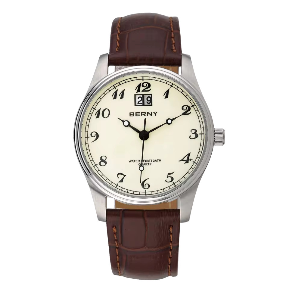 BERNY Men’s Quartz Watch Classic Dress Move Easy Read Waterproof Male Watch