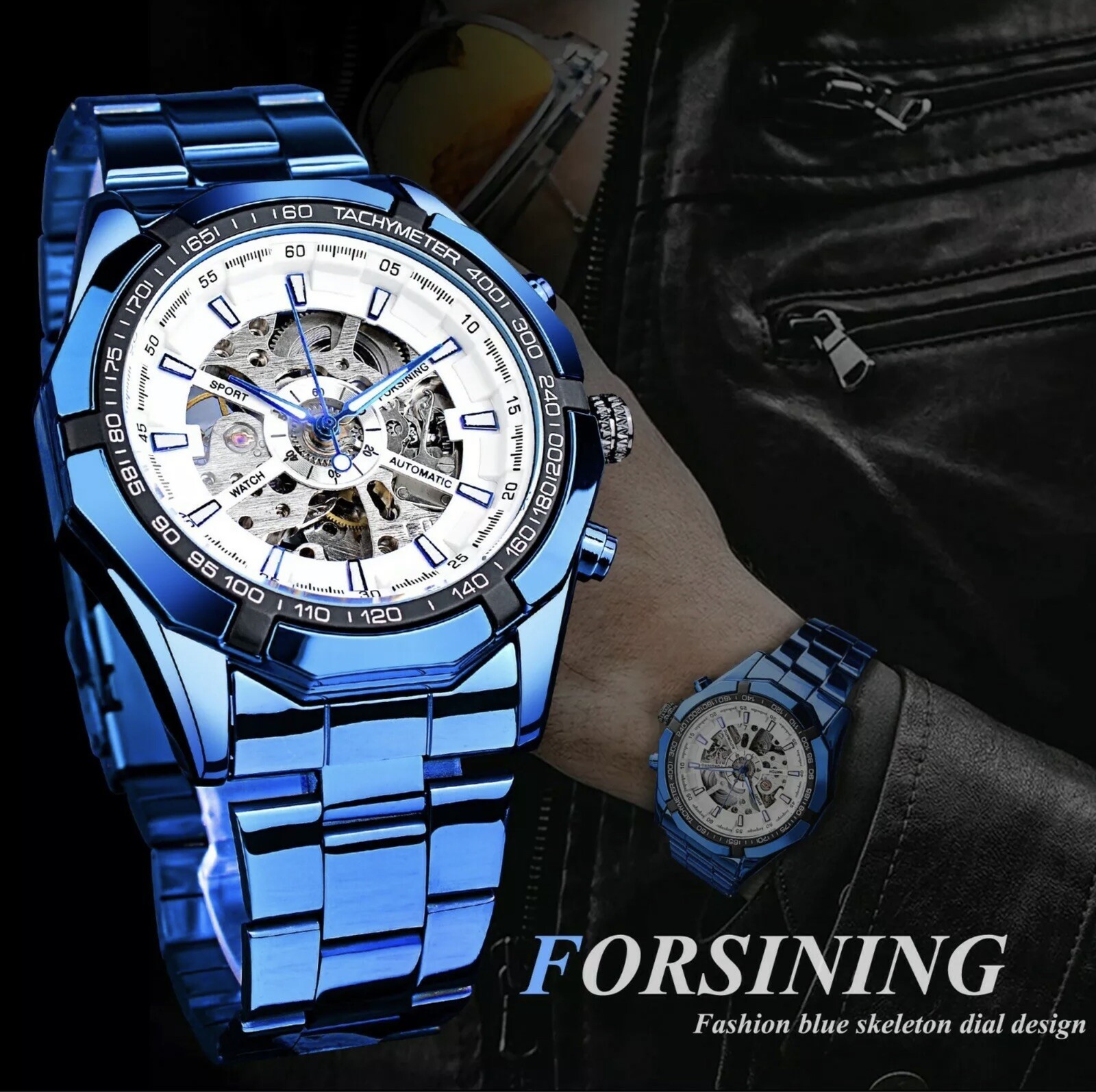Men’s Watch Skeleton Mechanical Luminous Luxury Waterproof Sport Watch Octagon