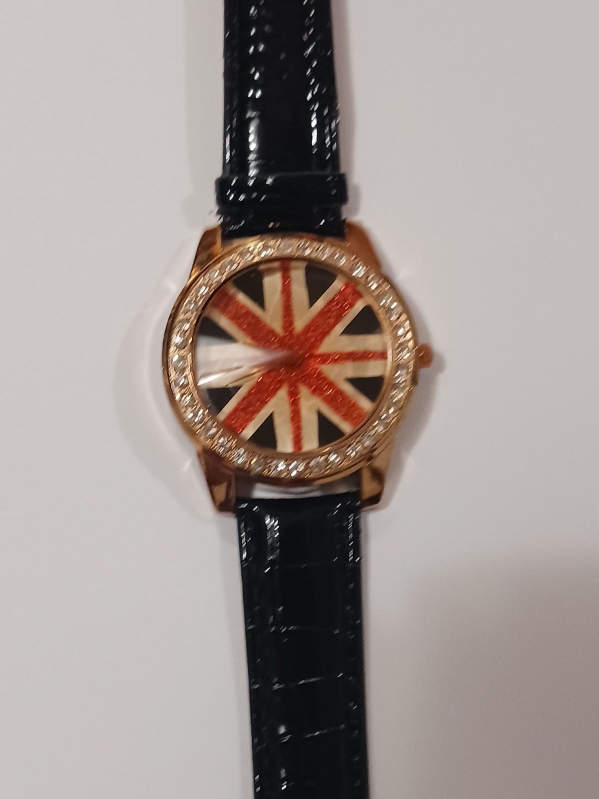 Fashion Bracelet/Watch with Glossy Black Faux ‘Leather’ Animal Print Band NWOT
