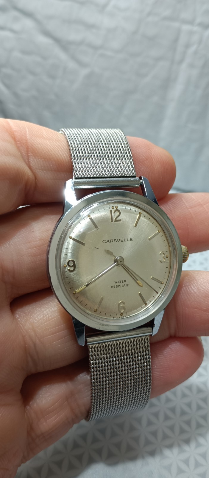 CARAVELLE Vintage Men’s Watch Mechanical Cal. 11DP 7 Jewels Silver Tone 36 mm