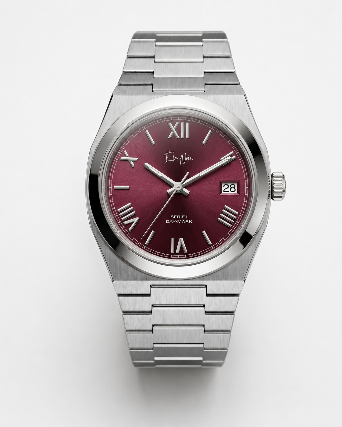 Élan Noir Série I Maroon 36mm AutomaticNH35 Sapphire Crystal Steel Watch