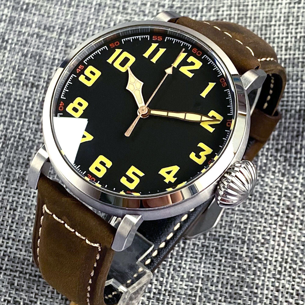 47mm Tandorio black dial NH35A Automatic Mens Watch Double Bow Sapphire Glass