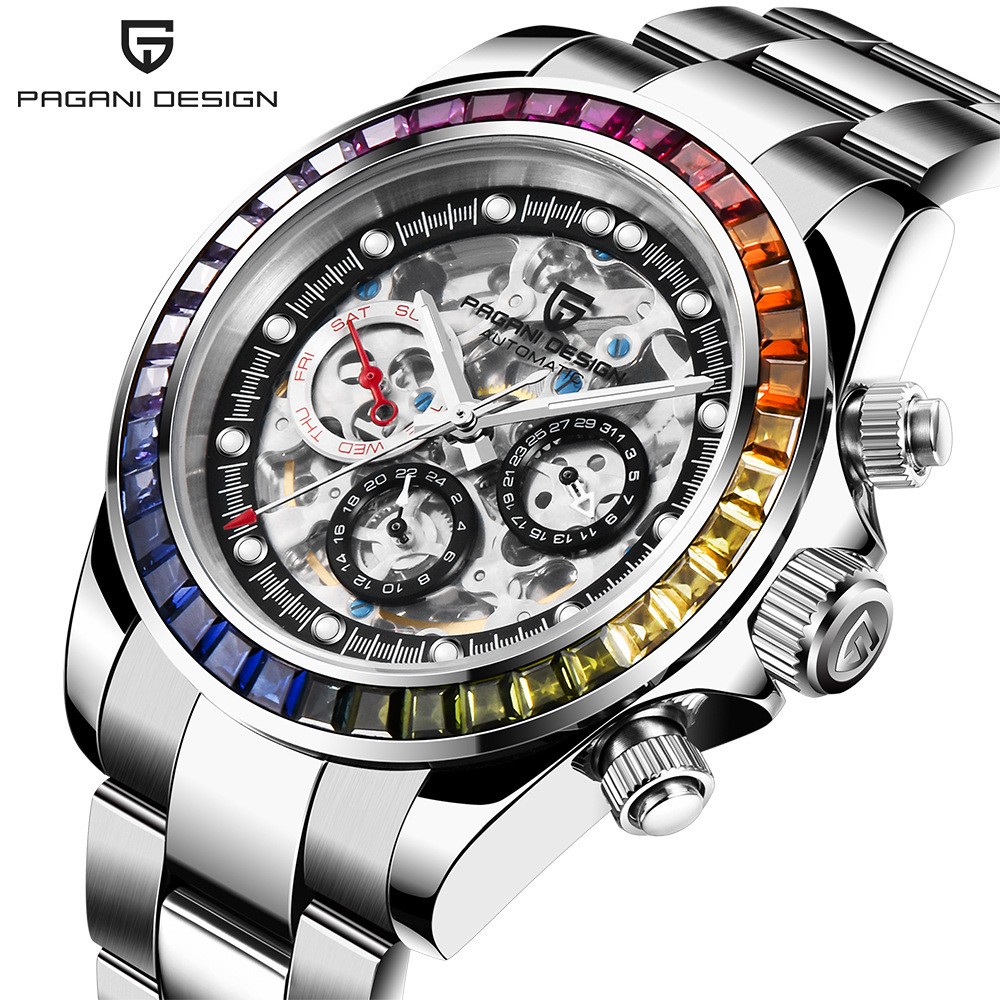 Paganidesign Men’s Multifunction Automatic Mechanical Watch with Open Movement!