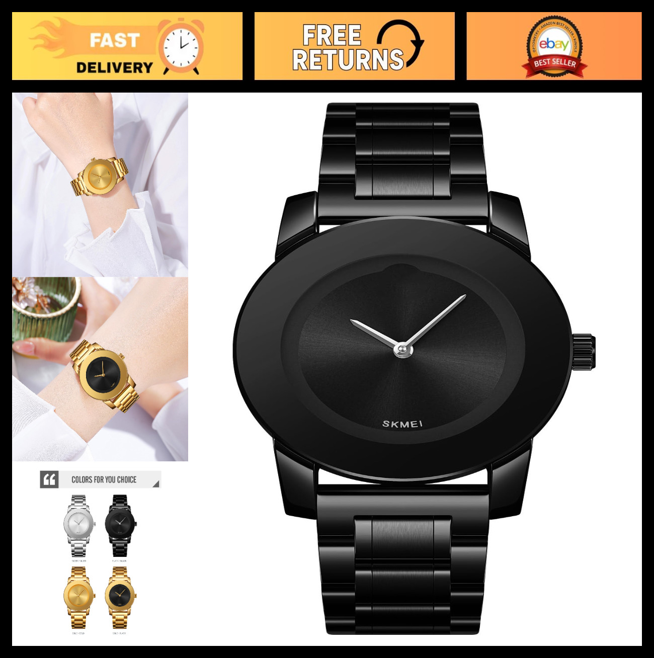 Elegant Unisex Stainless Steel Waterproof Quartz Watch – Diamond Accents, Minima