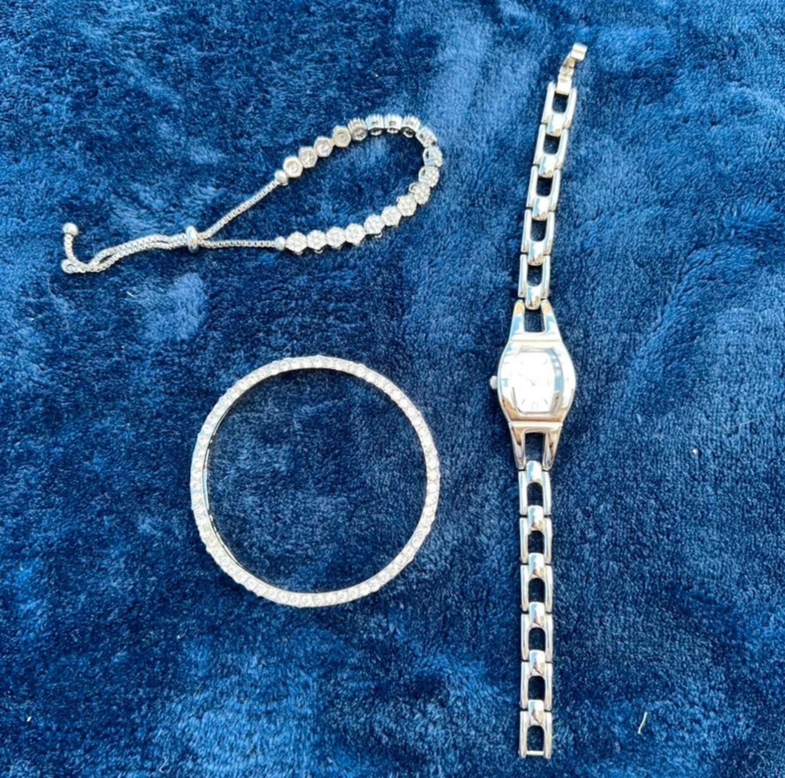 Silver Watch & Bracelet Set
