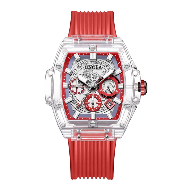 ONOLA Men Quartz Watch Multifunction Chronograph Waterproof Luminous Transparent
