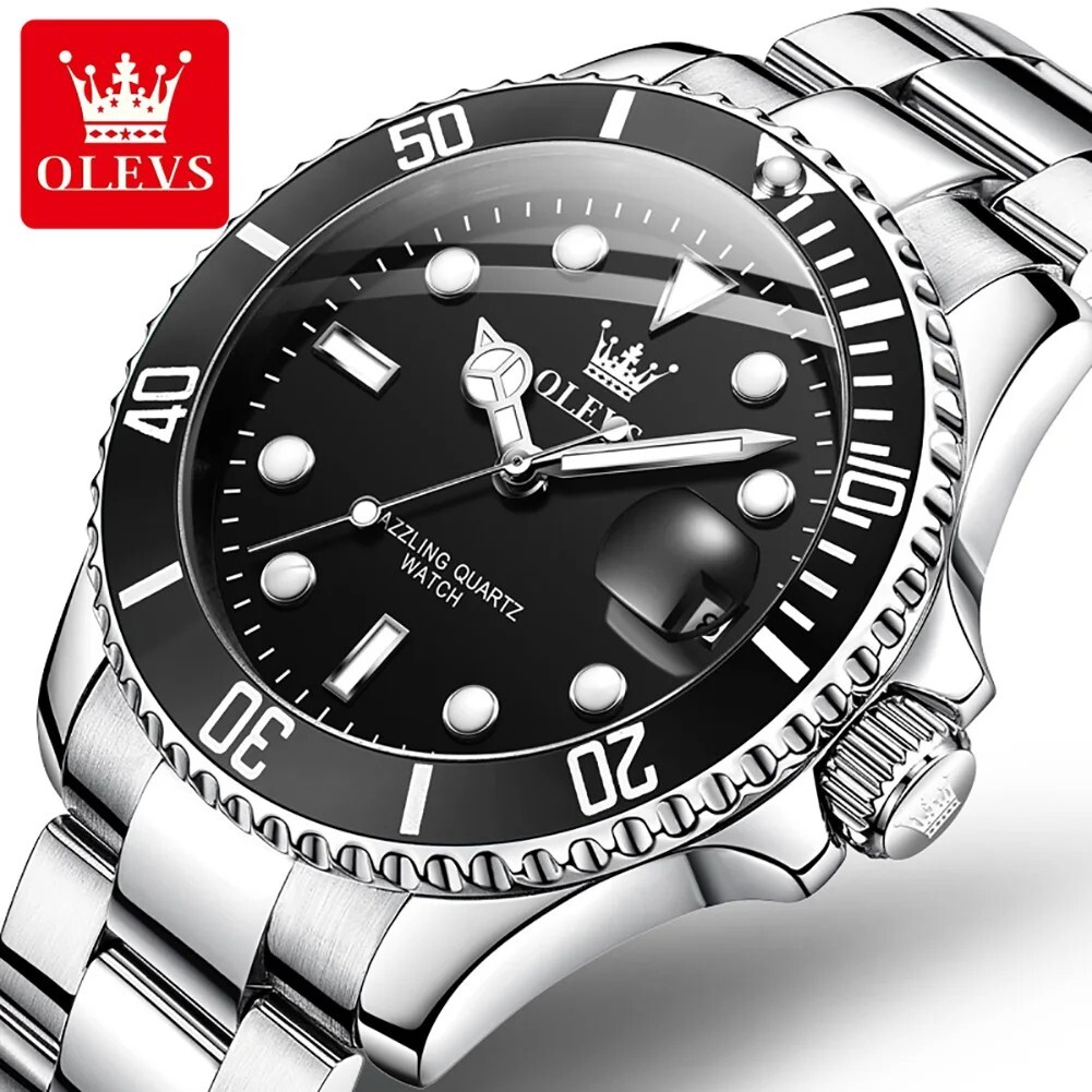 Waterproof Watch Quartz Men’s OLEVS Men Luminous Luxury Stainless Steel Date Str