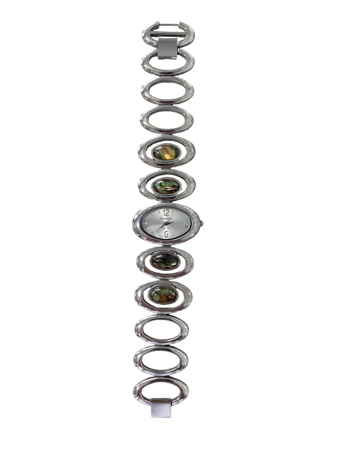 Gramercy Abalone Accented Bracelet Watch Silver Oval Design Quartz Japan Movt