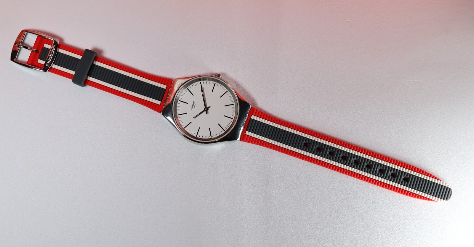 Limited Swiss Swatch Skin Irony SYXS114 New 38MM Stainless Steel Red Blue White