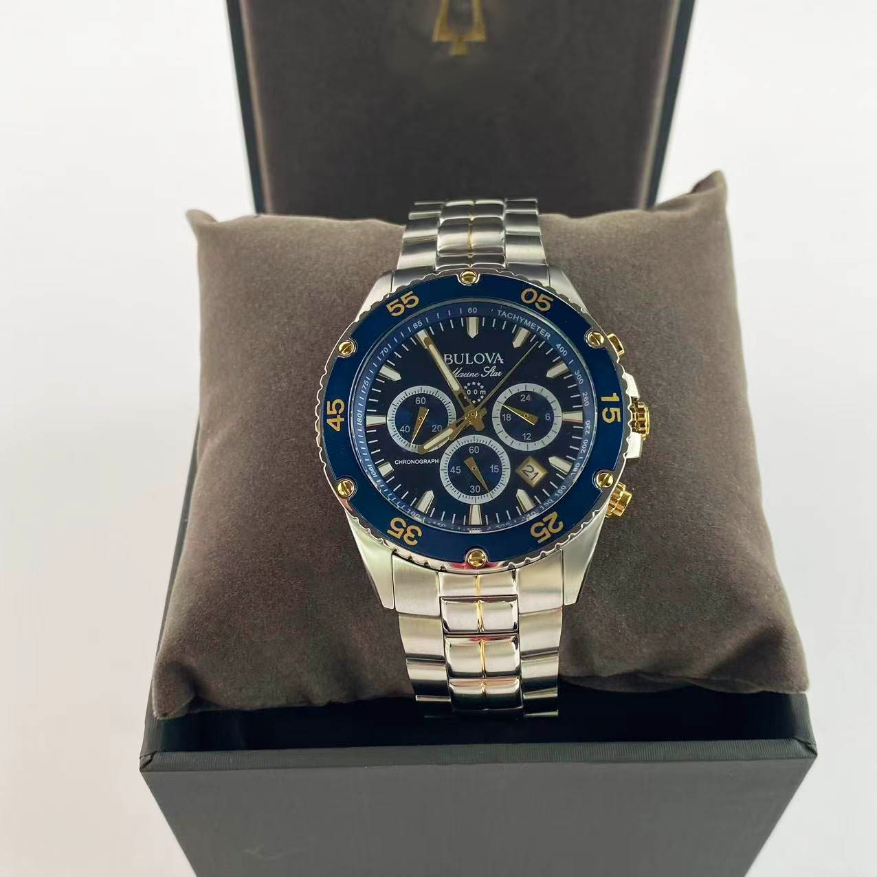 Bulova 98B400 Men’s Marine Star Chronograph Watch Blue Dial Men’s Quartz Watch