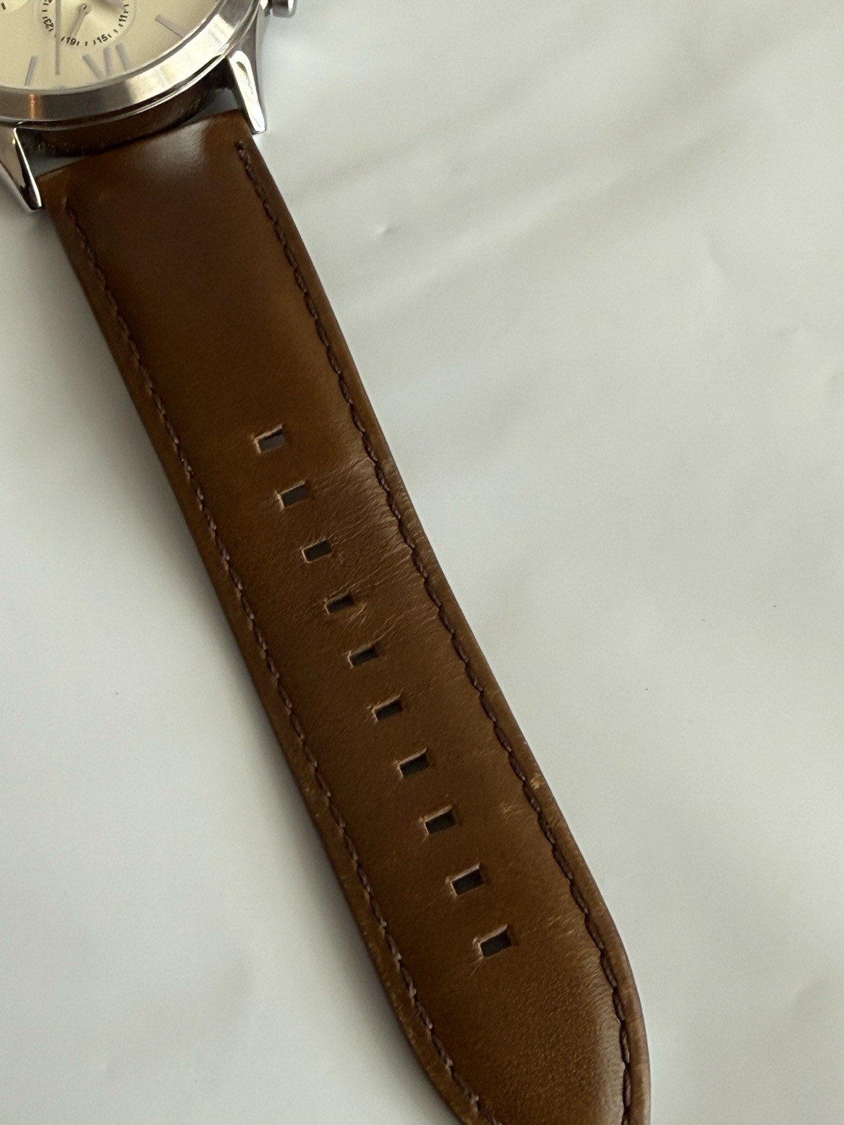 Men’s Fossil Fenmore Brown All Stainless Steel Watch w/Ivory Dial Needs Battery