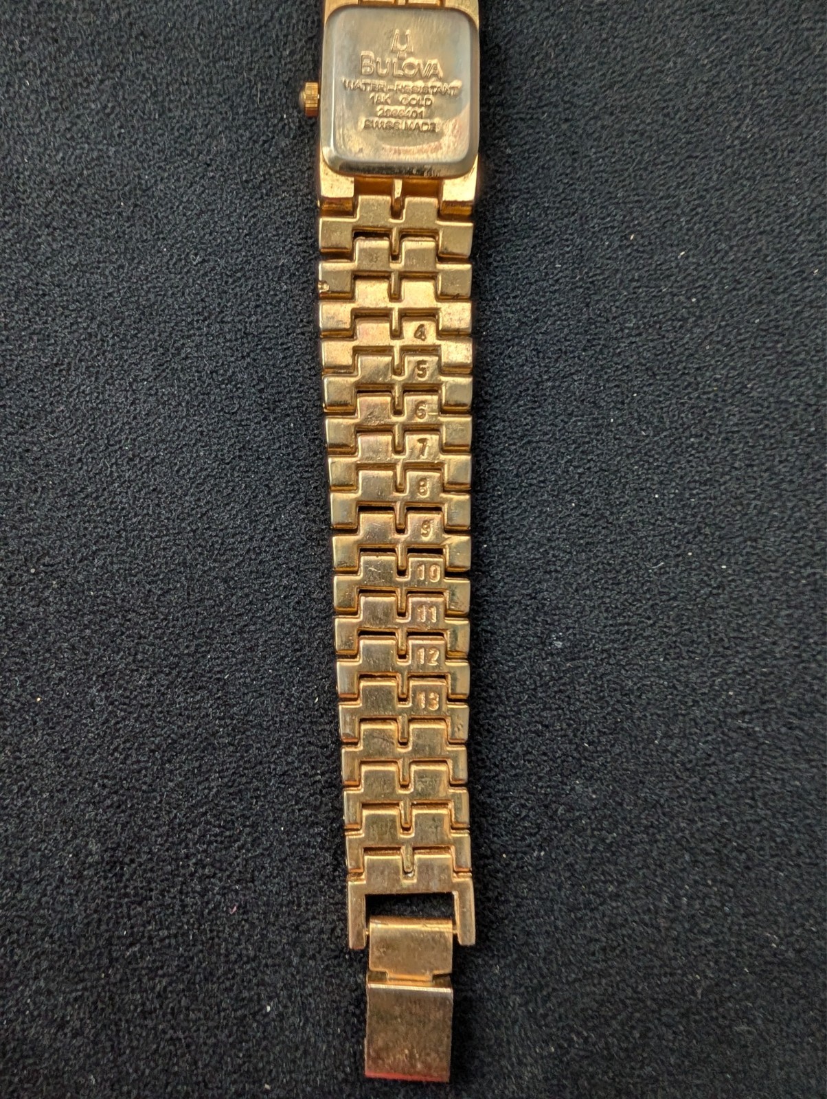 Bulova Diamond Quartz Women’s Gold Tone Watch Swiss Made 18K Gold Electroplated