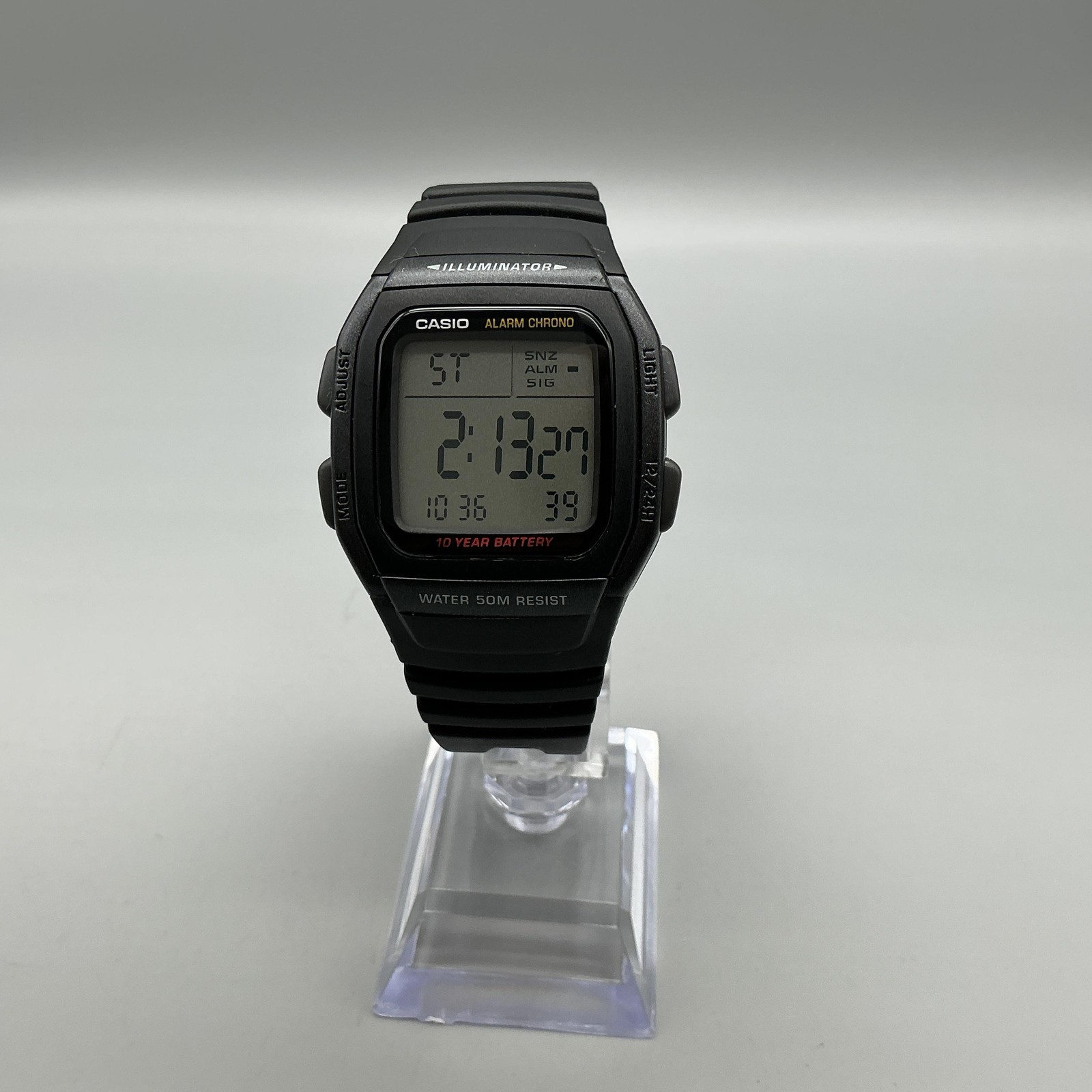 Casio Mens Watch 36mm Black Digital Alarm Chrono 2499 W-96H Illuminator 50M