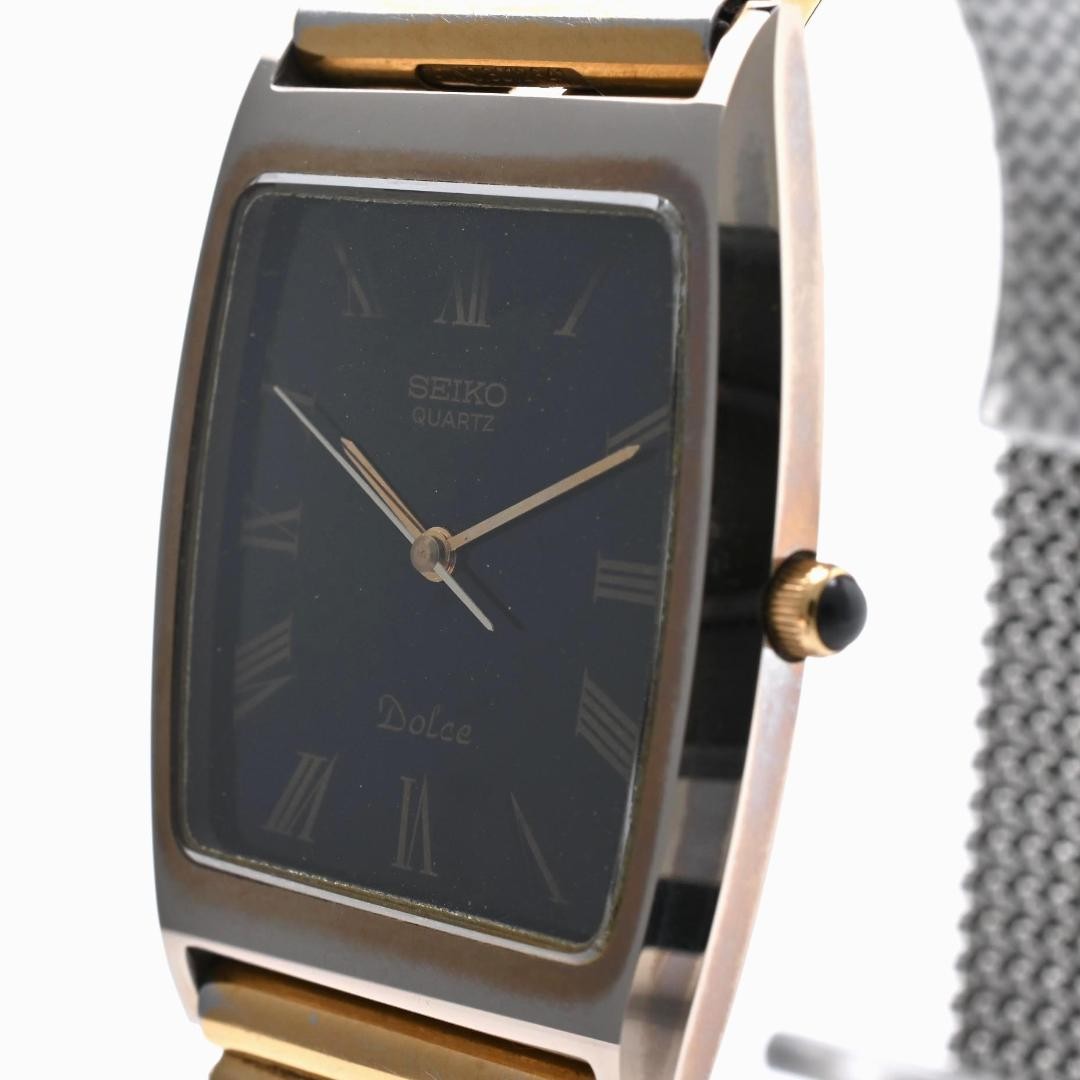 Seiko Dolce 6030-5320 Quartz Black Dial 27mm Wrist 20-22cm Used