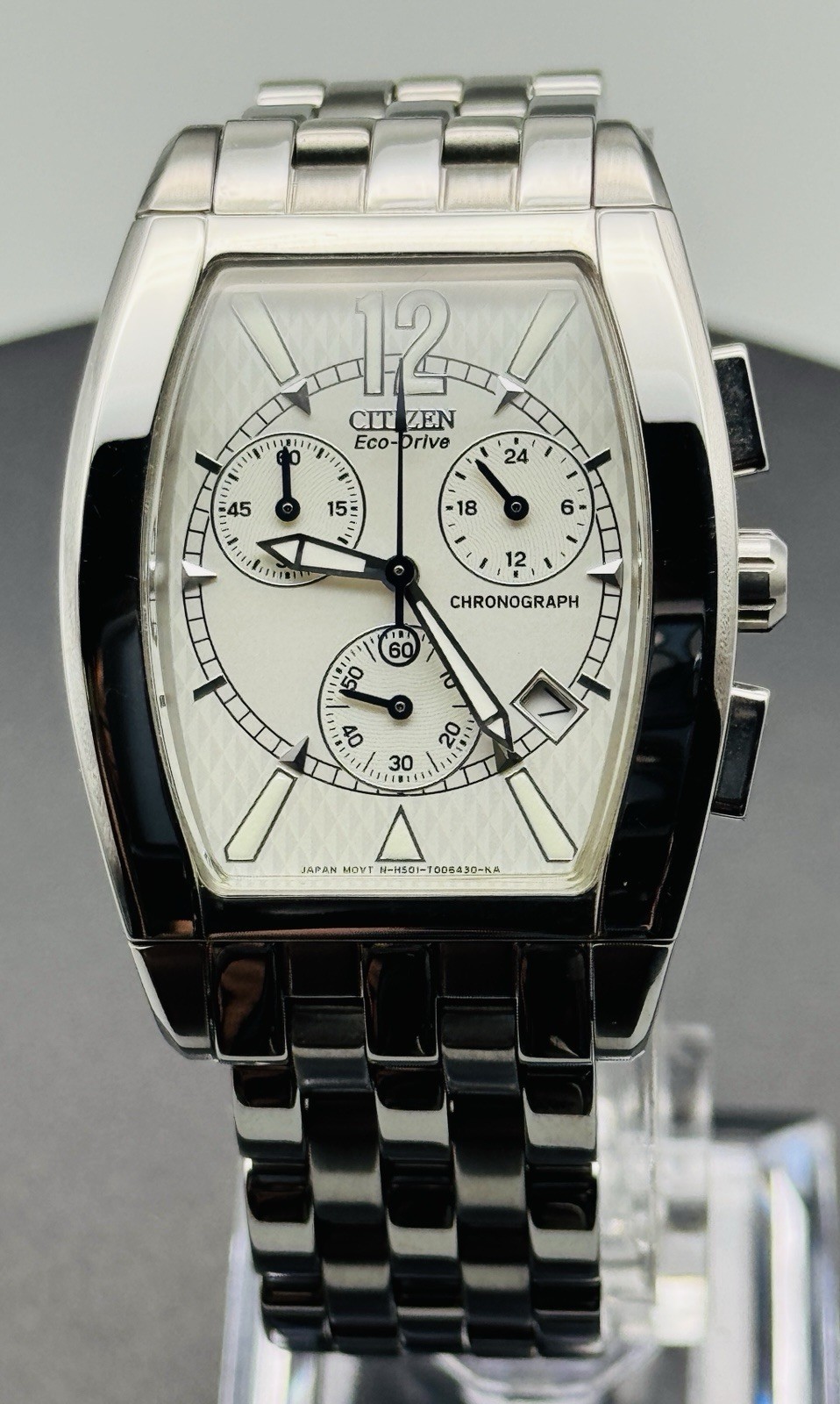 Citizen Eco-Drive San Remo Watch Tonneau Chronograph White Dial AT0000-55A