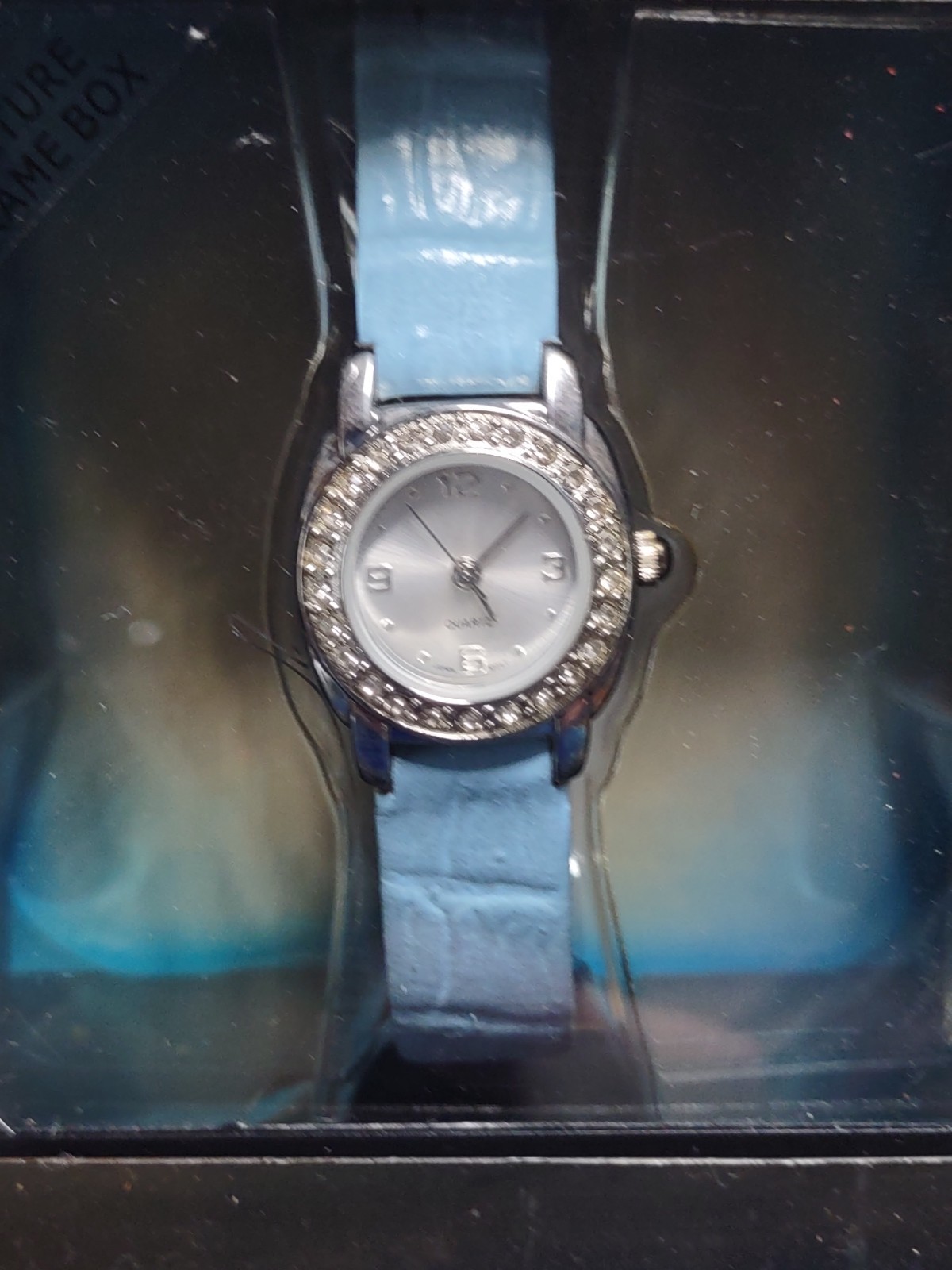 2001 Xhilaration Watch Light Blue Band New In Box Rhinestone Bezel