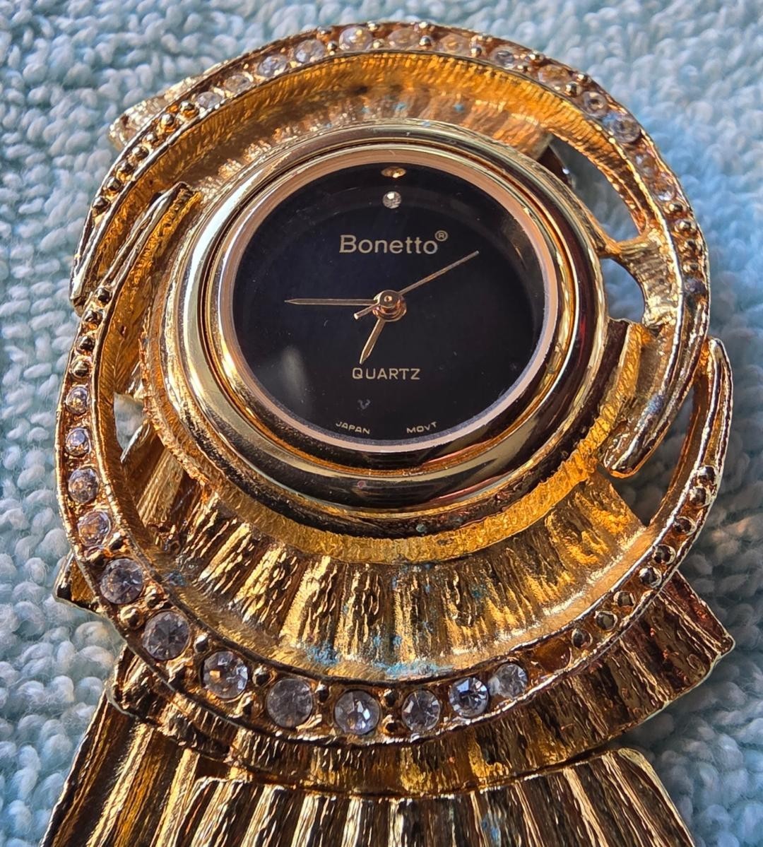 Bonetto Italian Statement Watch Postmodern Sculptural Petal-Spike Gold-Tone, Vtg