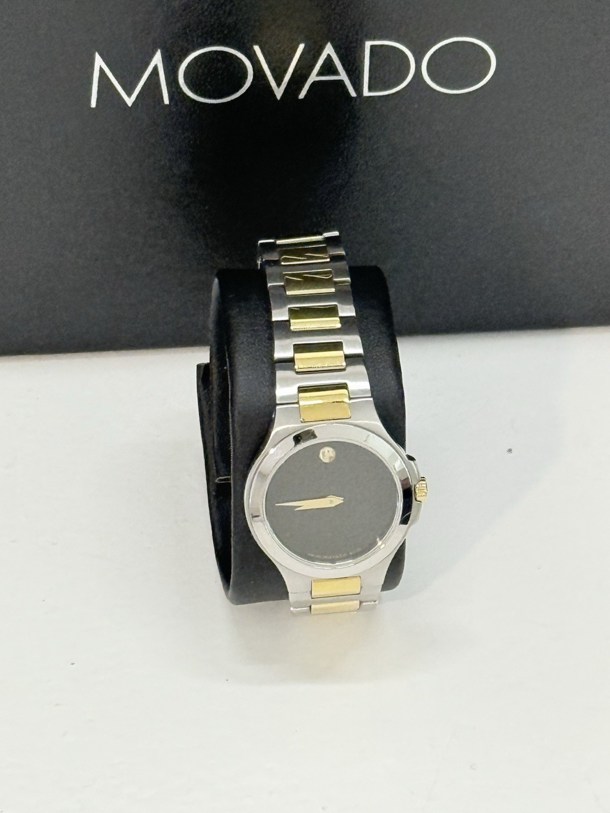 Movado Museum Women’s Two-Tone SS Bracelet Black Dial Quartz Watch w/ Box