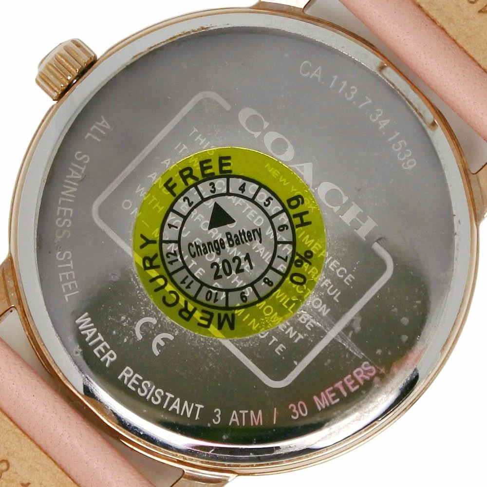 COACH CA.113.7.34.1539 White Case Size 42mm x 36mm Ladies Used Watch #61016