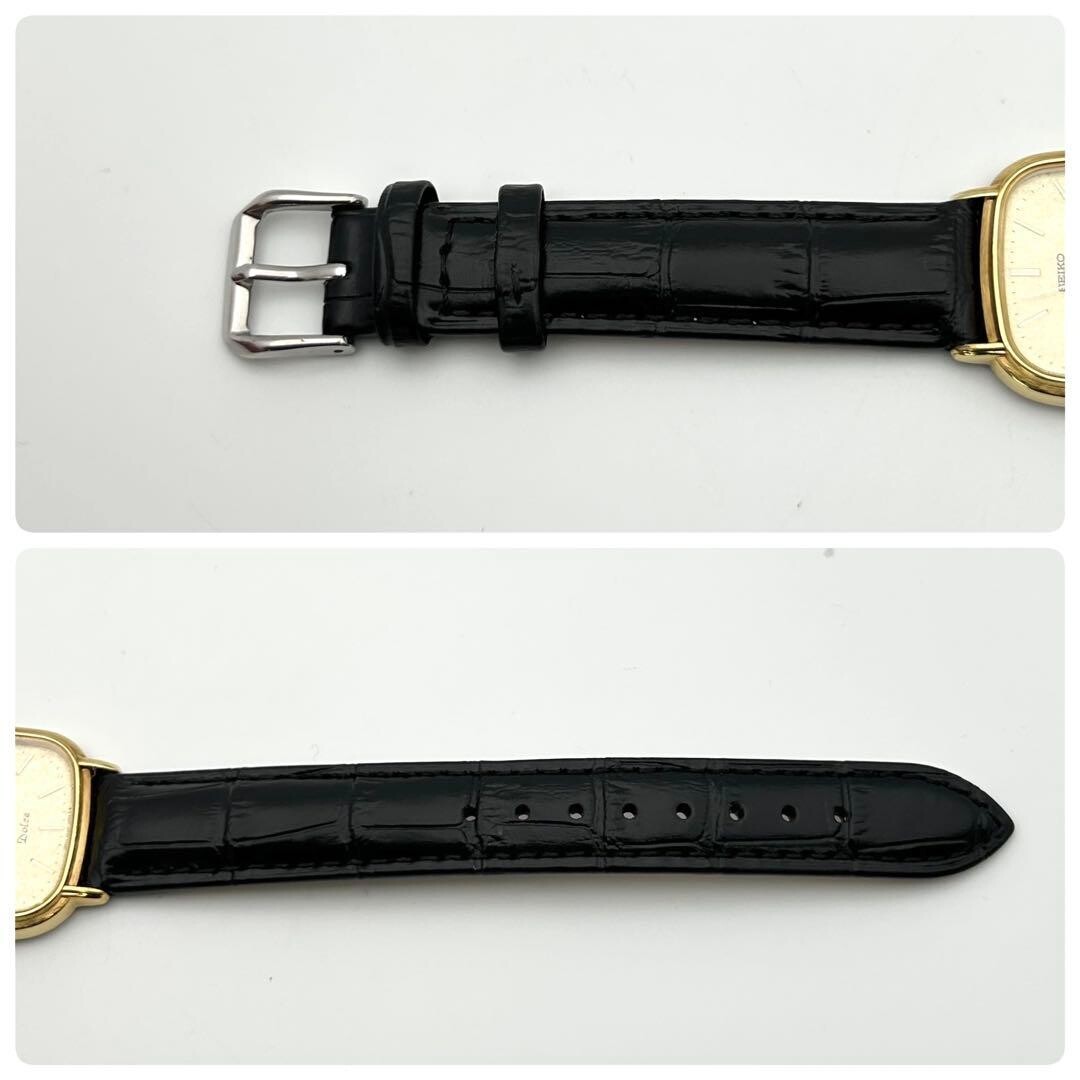 Seiko Dolce 6030-5420 Mens Quartz Watch Gold Dial Japan Vintage Dress 29mm