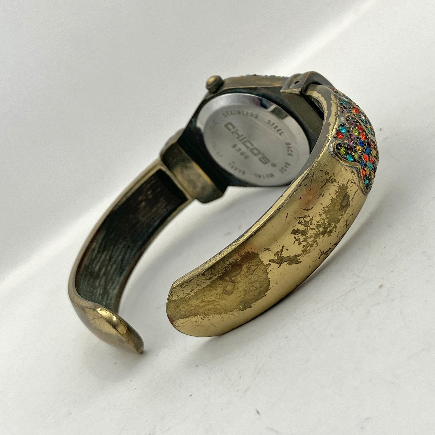 Chicos Bangle Watch Multi Color Stones Brass 5366 24mm Womens