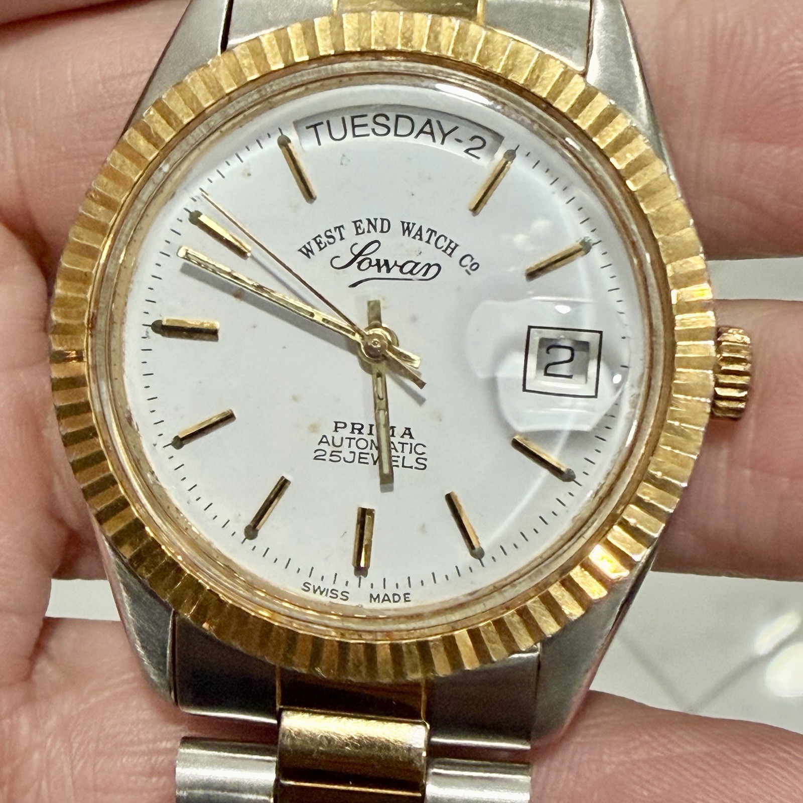 VTG West End Watch Co. Lowan Split DayDate 2 Tone Automatic Men’s Swiss Watch