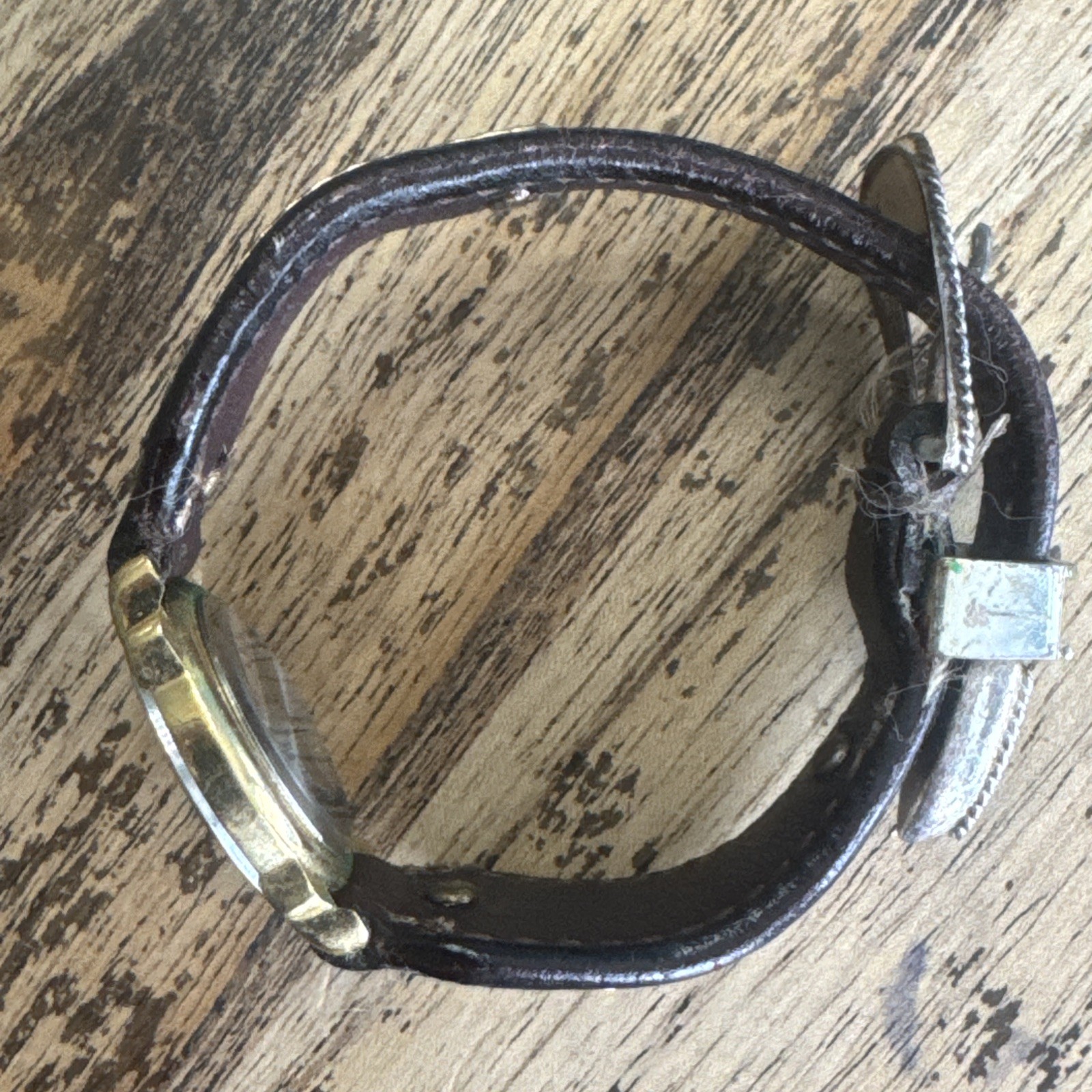 Montana Silversmiths Watch w/ Gold Scrolls On Dark Brown Leather
