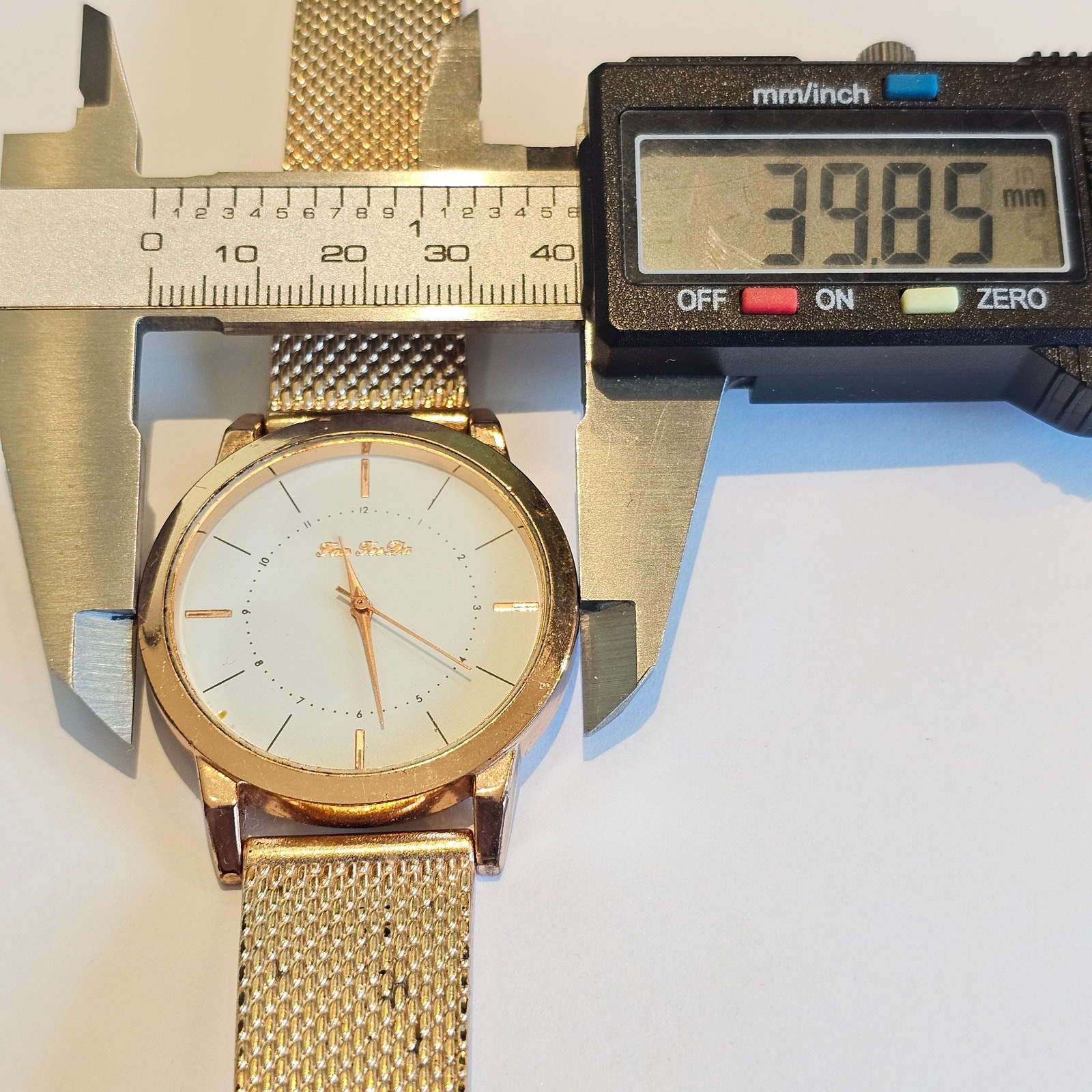 Fei Fei Da Quartz Watch Rose Gold Tone 39.9mm Case Mesh Band Tested New Battery
