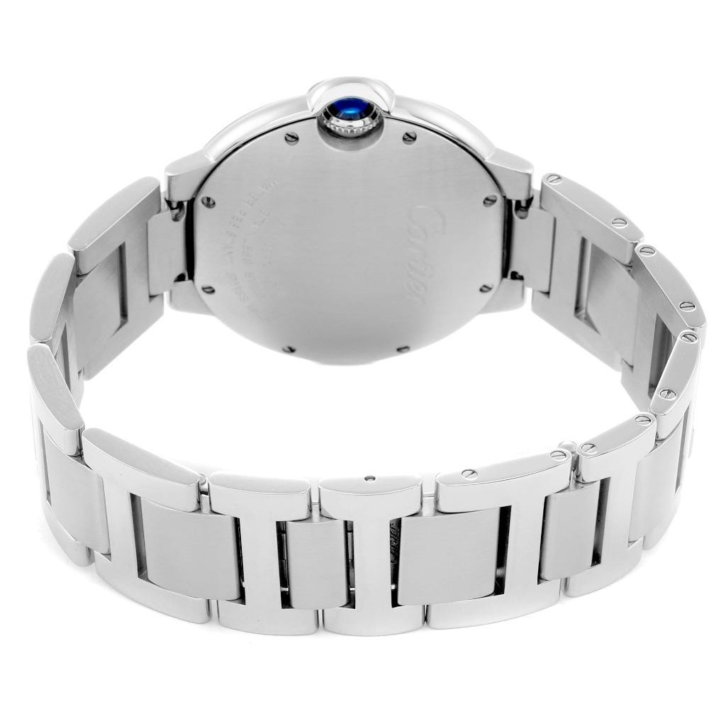 Cartier Ballon Bleu 36mm Silver Dial Steel Mens Watch W69011Z4