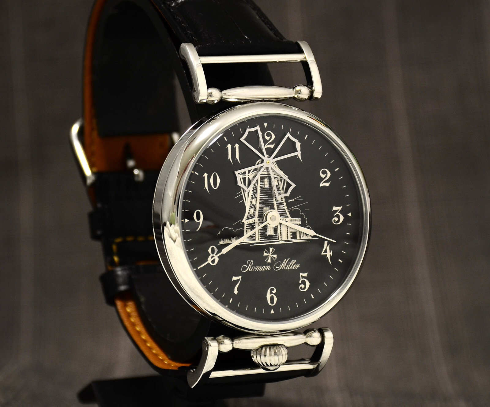 Men’s wrist Watch Windmill marriage Classic watch Man Silver Watch Roman Miller