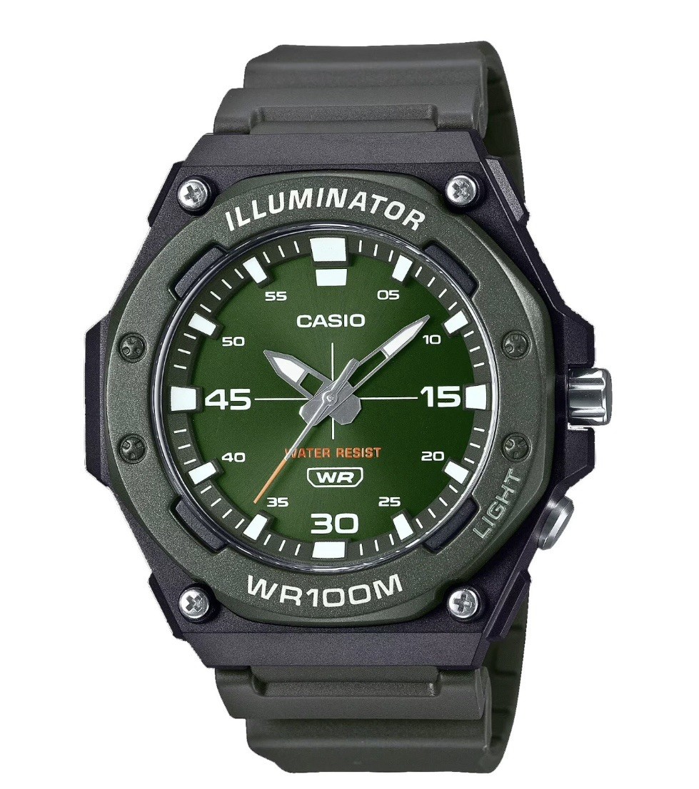 Casio MW620H-3AV Men’s Standard Heavy Duty Illuminator Analog Green Dial Watch