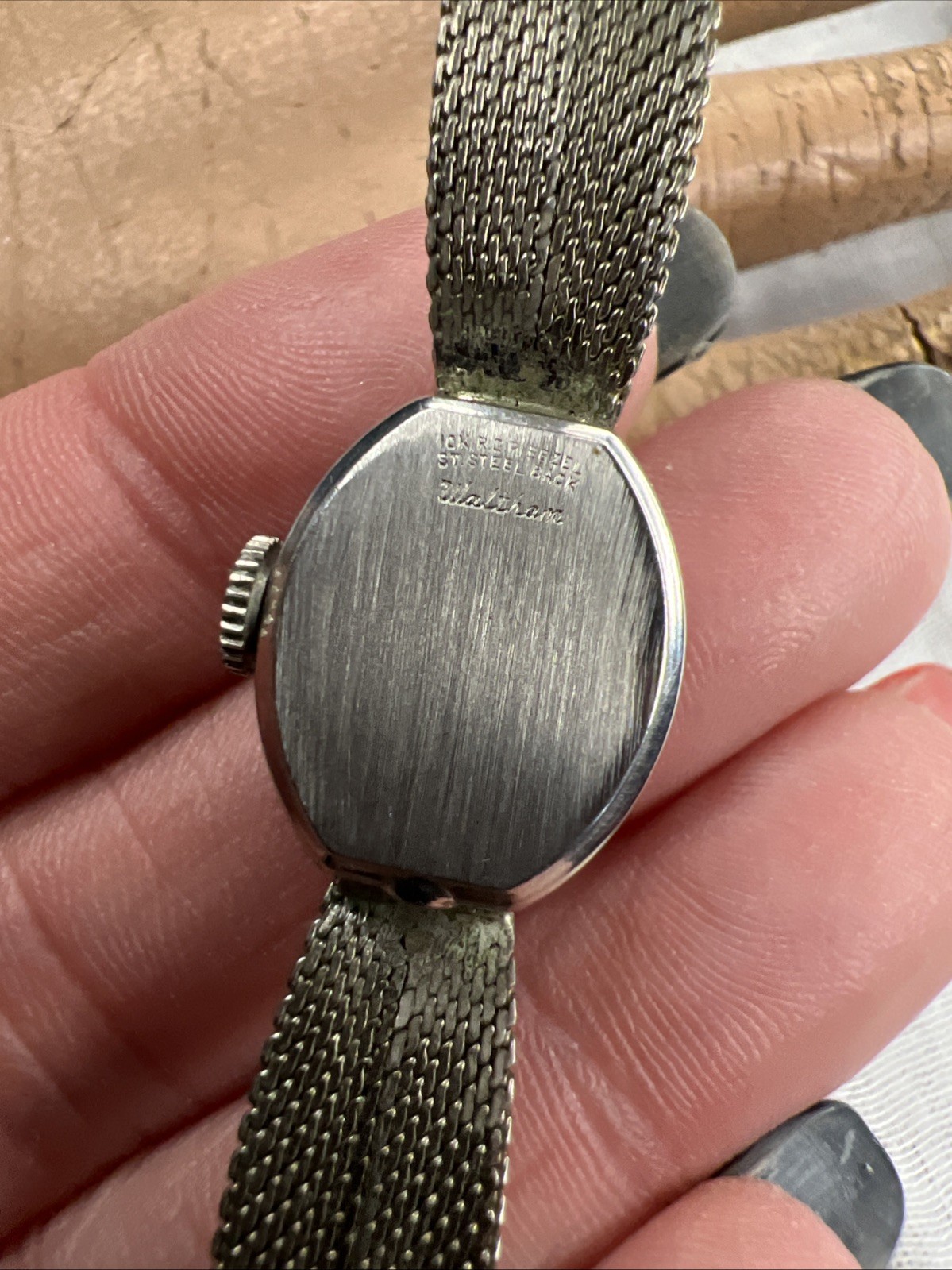 VTG Waltham Swiss 17J Diamond Watch 10K RGP Finesse KGF Mesh Bracelet Working