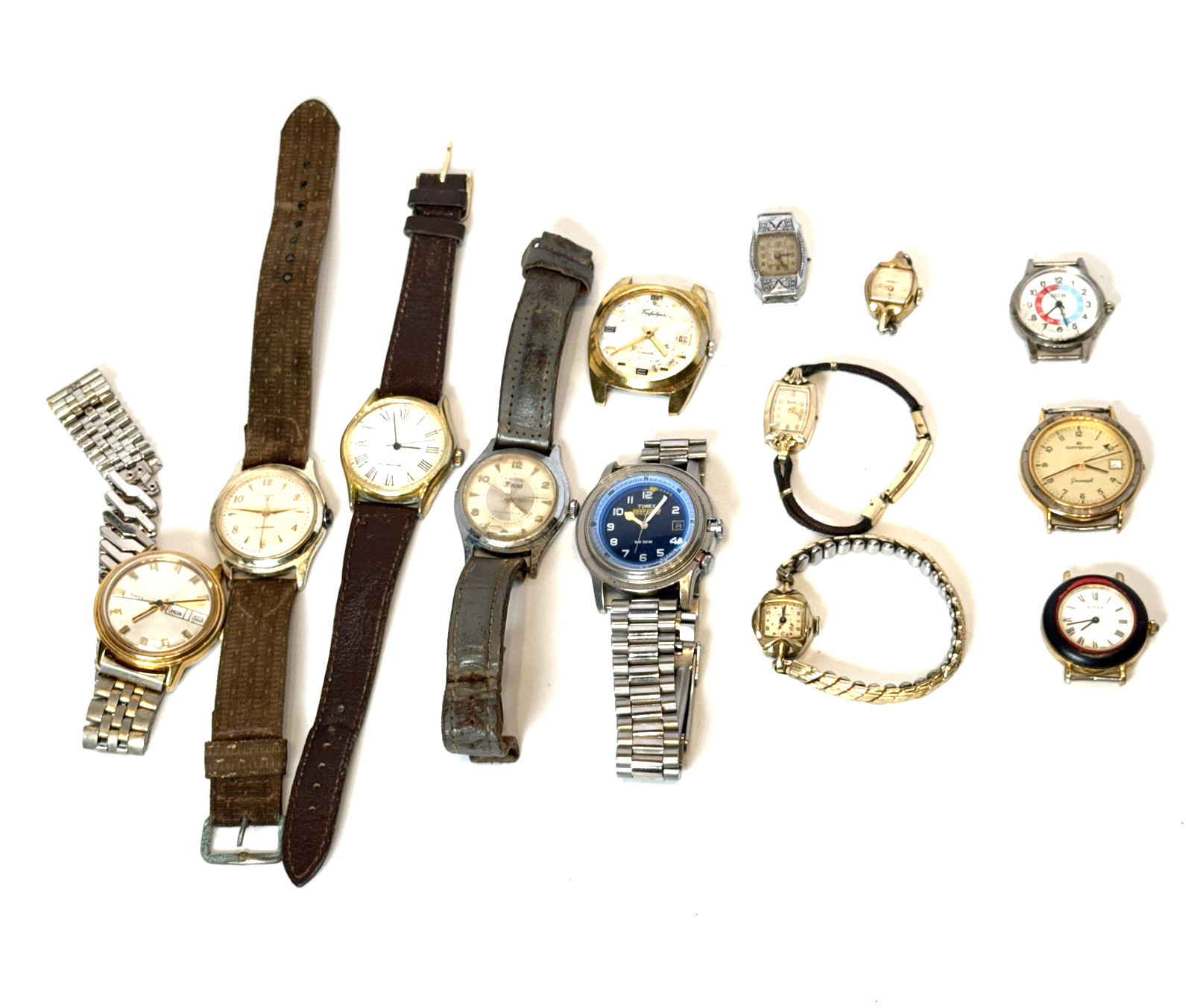 Lot of Vintage Wrist Watches – Elgin, Helbros , Catena , Timex FOR PARTS REPAIR