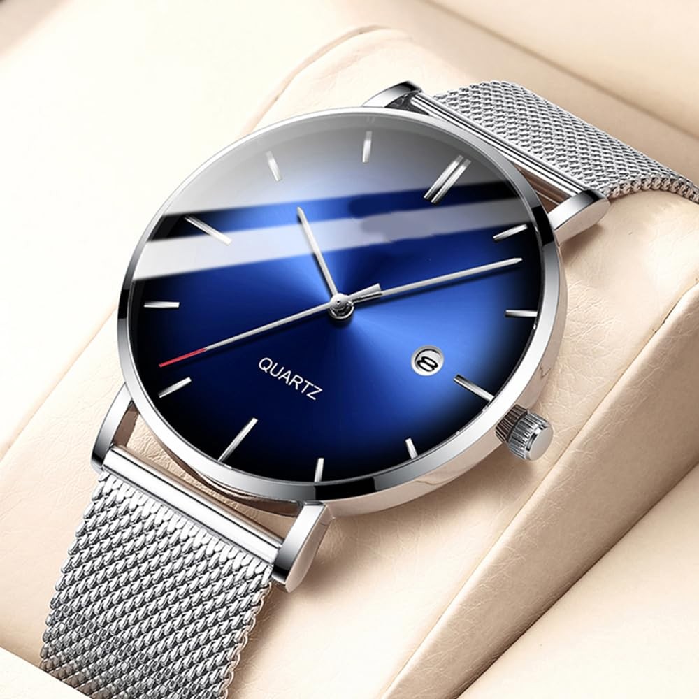 Men’s Fashion Minimalist Wrist Watch 40mm Dial 8mm Case 30M Waterproof – Simple