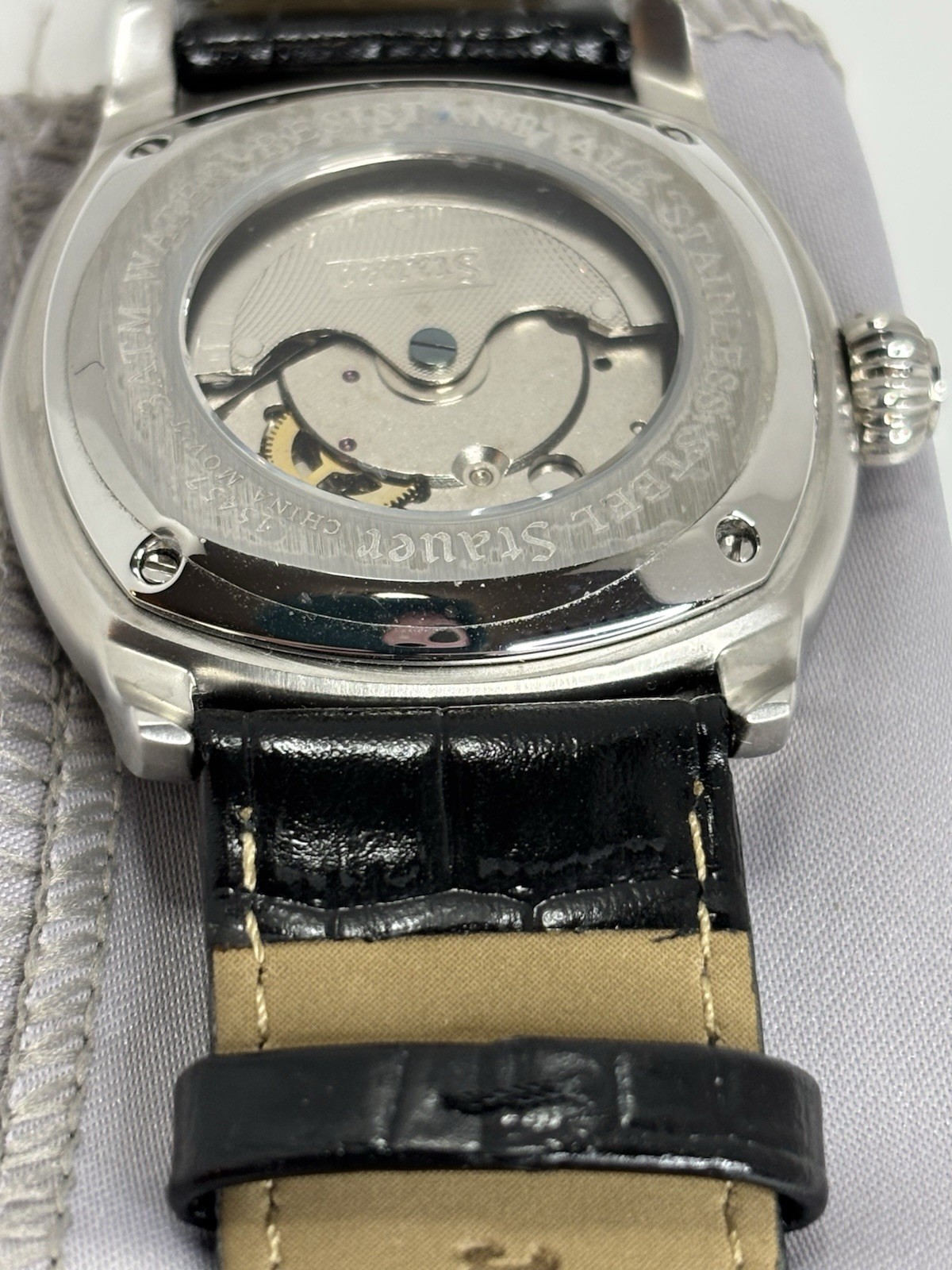 Stauer 1930 Dashtronic Men’s Watch Cotswold Genuine Leather Band Black Works