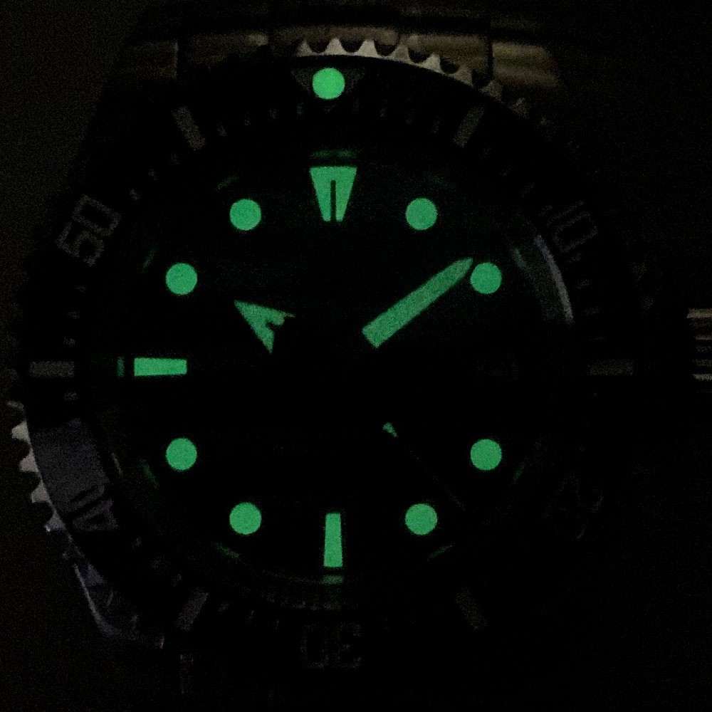 43mm NH35 Movement Auto Men Watch Blue Ocean Pattern Dial Helium Device 10BAR