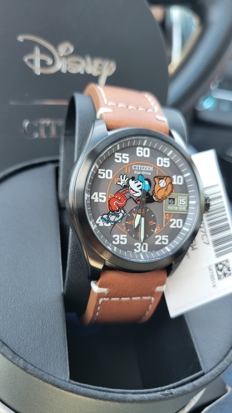 Citizen Mickey Mouse, Baseball Watch Men Brown, Leather Disney BV1089-05W